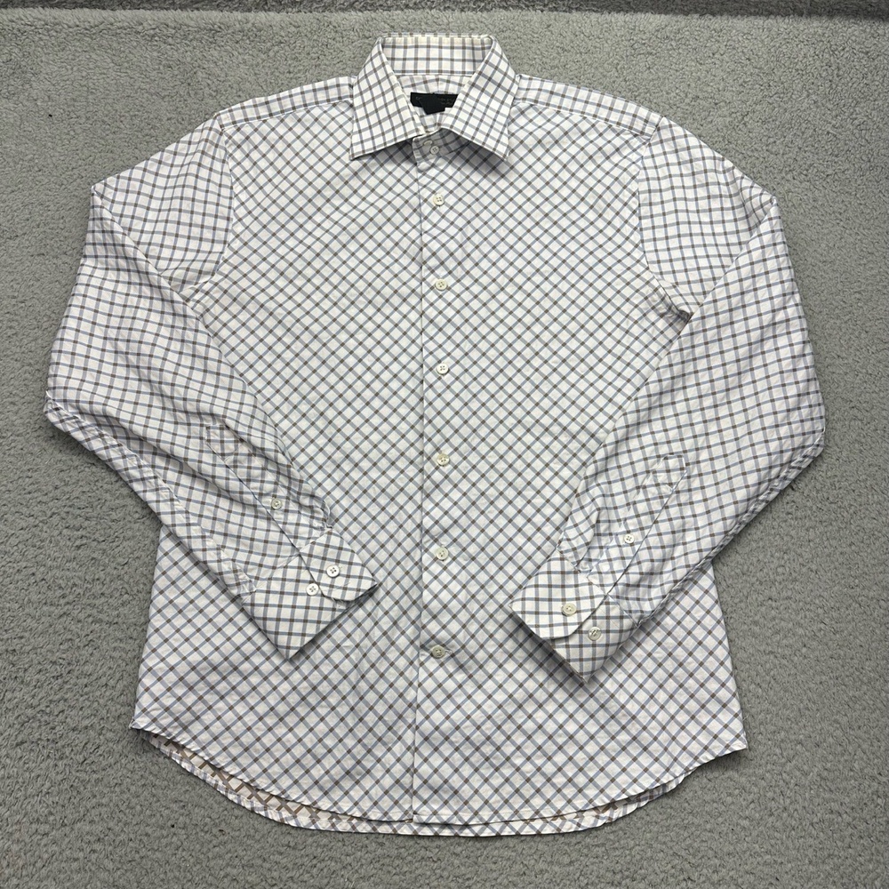 Express Design Studio Mens Medium Modern Fit‎ Italian Plaid L/S Button-Up Shirt